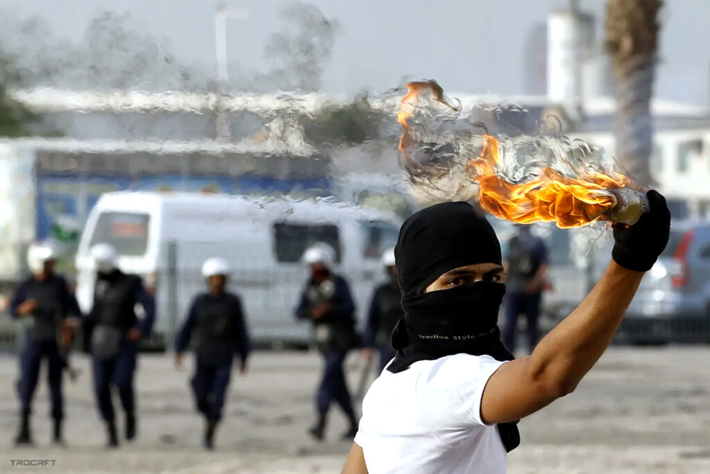 What is SHTF? Man with a molotov cocktail in Manama, Bahrain | TRDCRFT