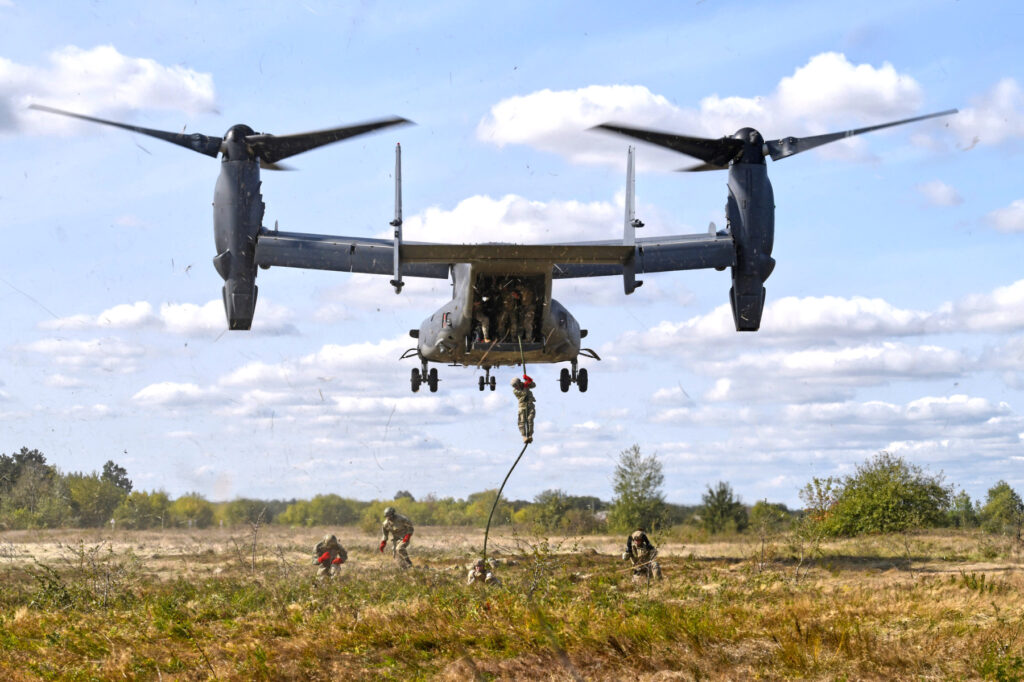 Special Forces Exiting a Helicopter 